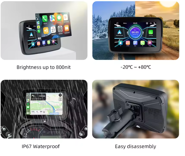 Pantalla Inteligente SmartScreen HD Impermeable: Apple CarPlay y Android Auto para Moto y Carro