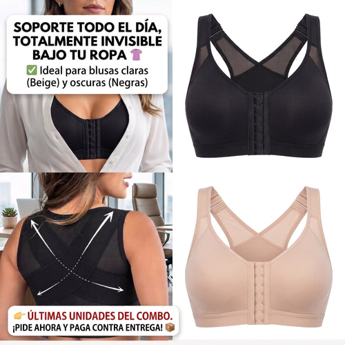 Combo 2x1: Brasier Corrector de Postura y Soporte Diario sin Varillas Negro o Beige